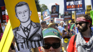Protests outside of Manning court martial in Maryland (AP)