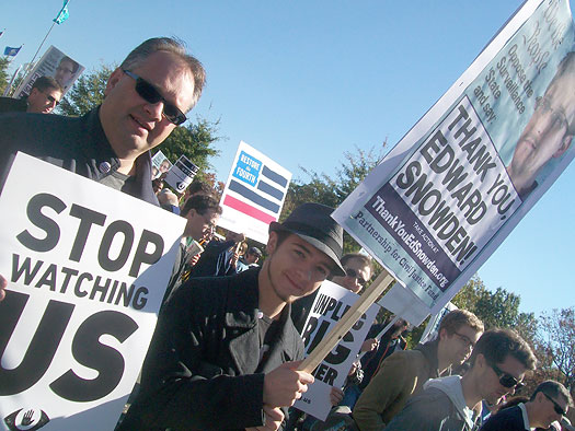 Dakotah Henderson, left, with dad Sam, celebrated his 18th birthday at the rally